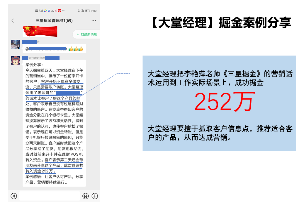 李艳萍老师2021年5月8-15日，江苏银行某分行8天4晚《三量掘金》版权项目圆满结束！