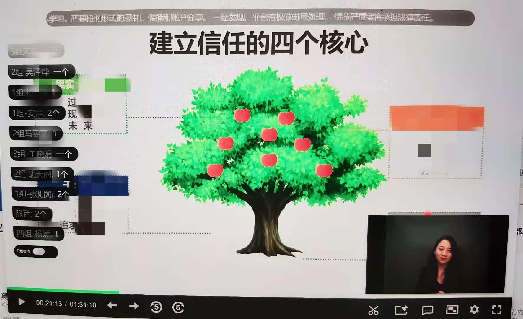 11月10日刘静老师受邀某外企给整个教育培训部讲授《高情商沟通打造职场“”高光”时刻》线上课程